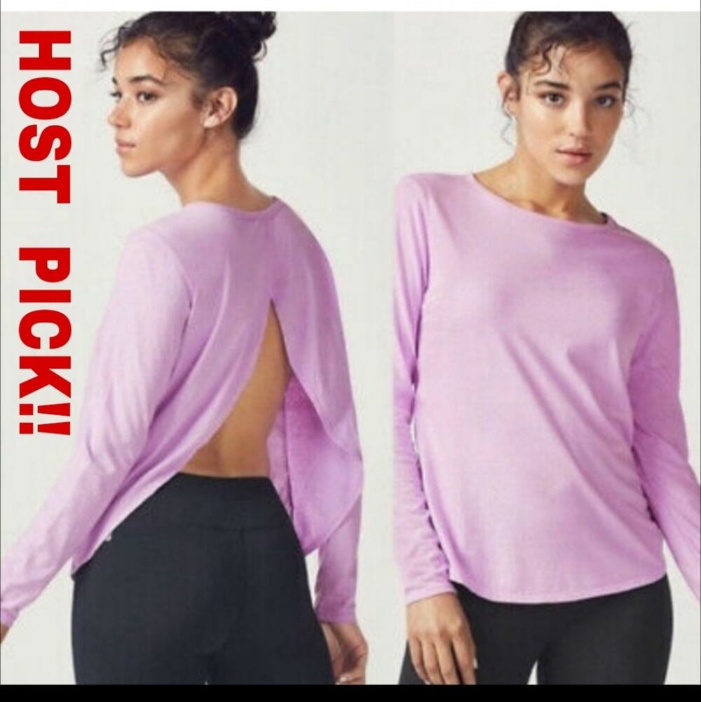 Fabletics Millie Long Sleeve Lilac Open Back Long Sleeve Tee Size Small